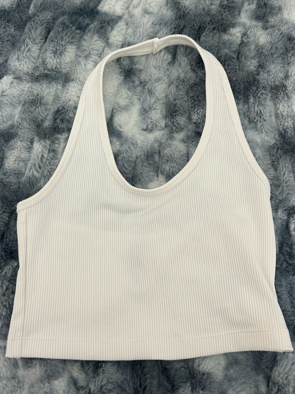 H&M White Ribbed Halter Crop Tank Top - Women